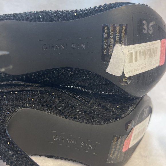 READ DESC GIANNI BINI Jewel Heel Dress Booties Ankle Boots Fabric Upper Gray 7M - Picture 5 of 12